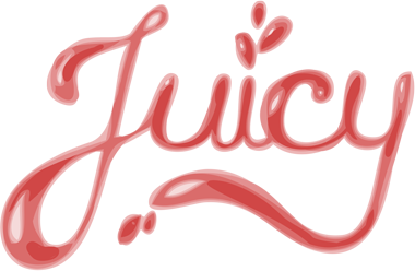 juicy red swirl font with word juicy